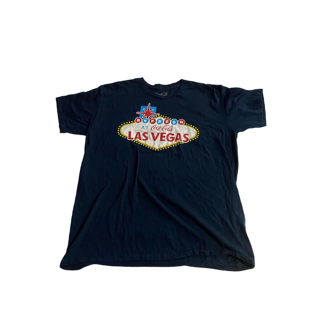 Refresh At Coca Cola Las Vegas XL Short Sleeve T-Shirt Blue Sign Soda Pop Coke